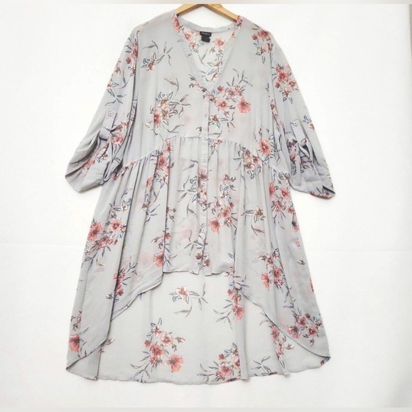 TORRID Chiffon Hi-Low Floral Tunic Top See Through Sheer Design Size 3 - Picture 1 of 15